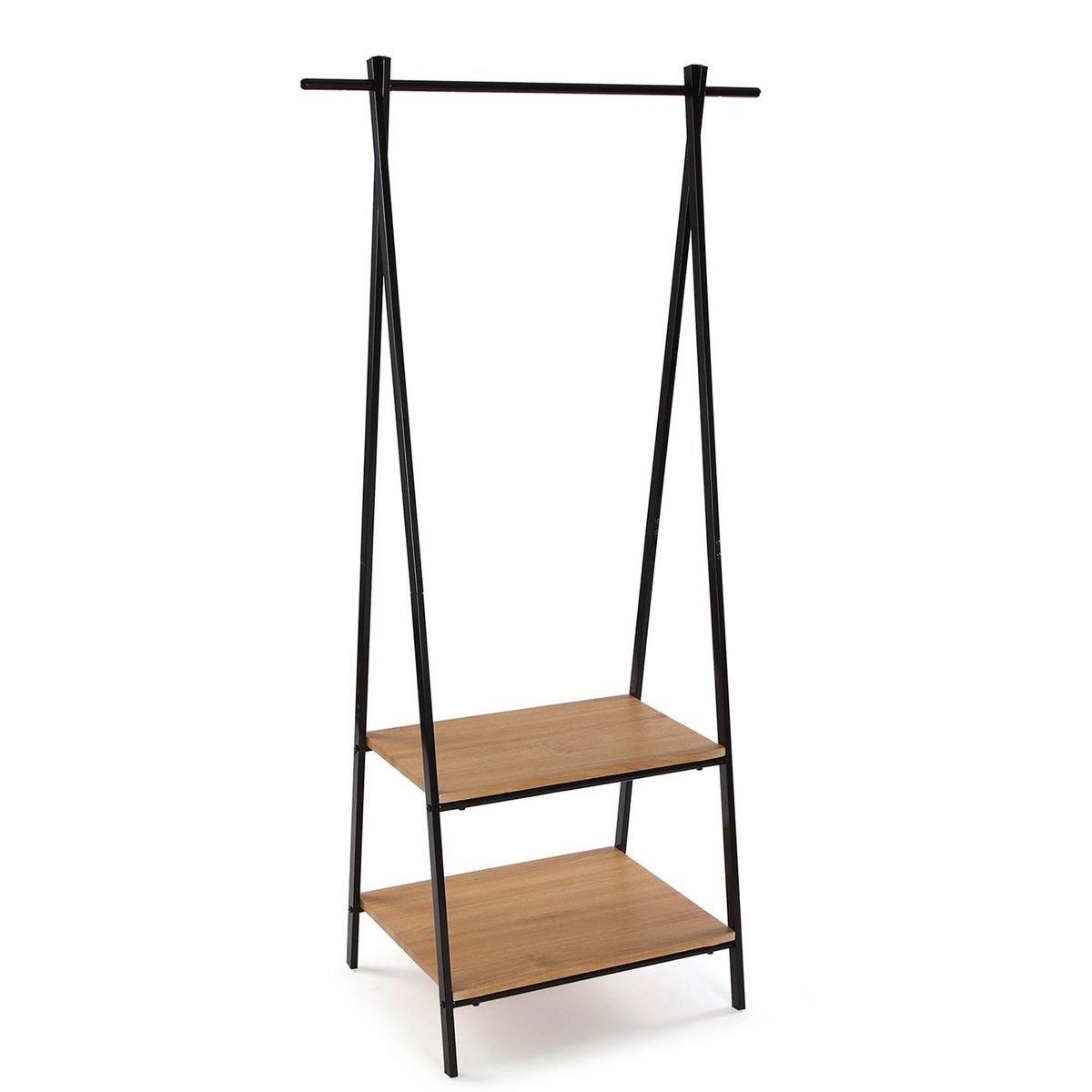 Portant vêtements bois et métal noir 75x45x150cm noir, VERSA