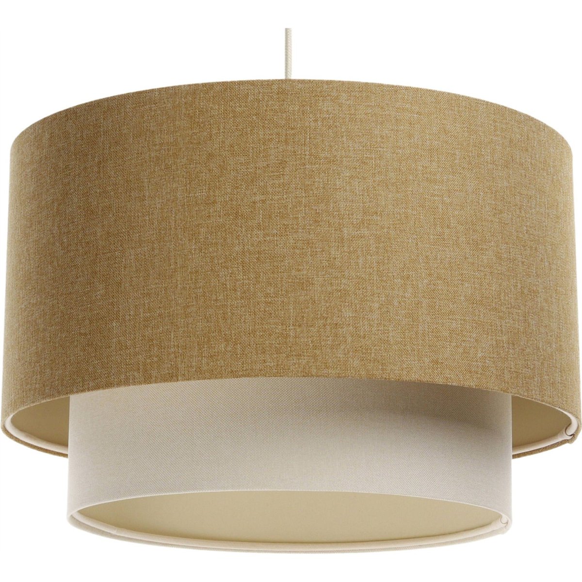 Suspension en tissu rond Boho Elegant beige crème avec dessous ivoire, BPS KONCEPT