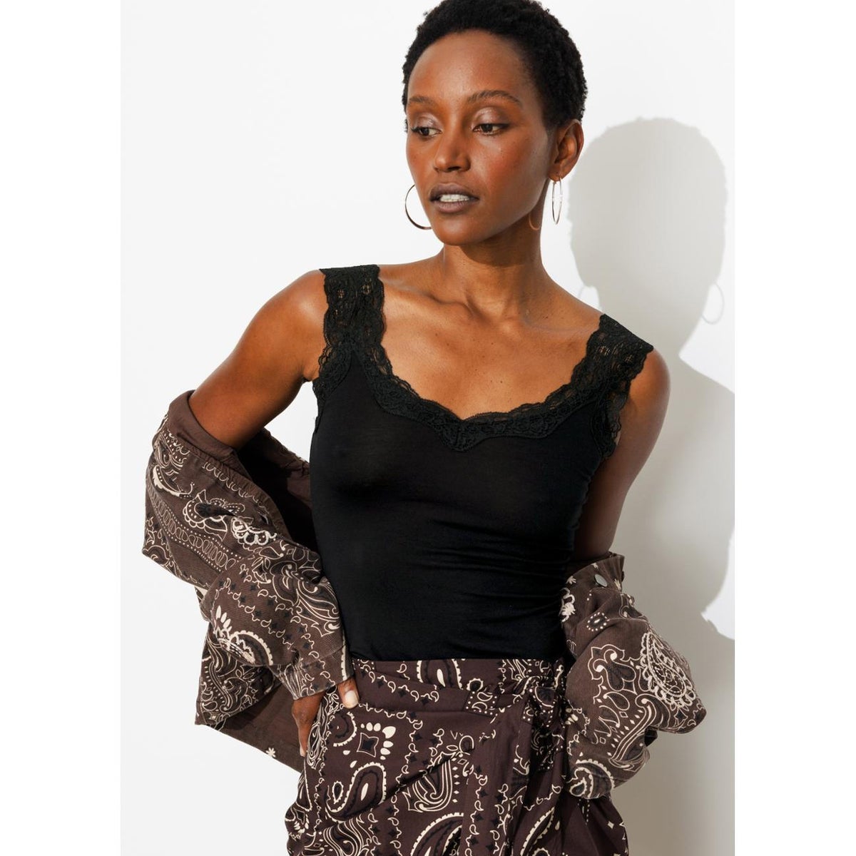Top à bretelles dentelle noir, PROMOD
