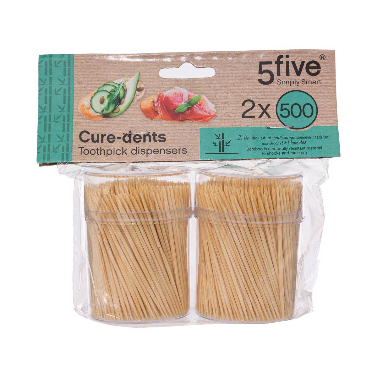 2 boîtes 500 cure-dents transparent, 5FIVE SIMPLY SMART