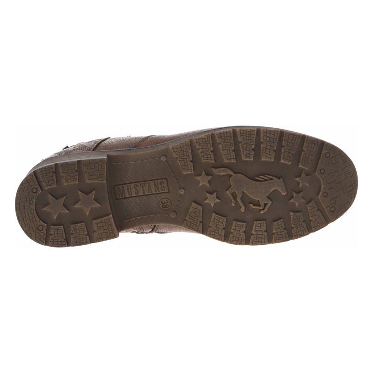 Boots cognac à talon décroché bas avec un zip et un soufflet élastiqué cognac, MUSTANG