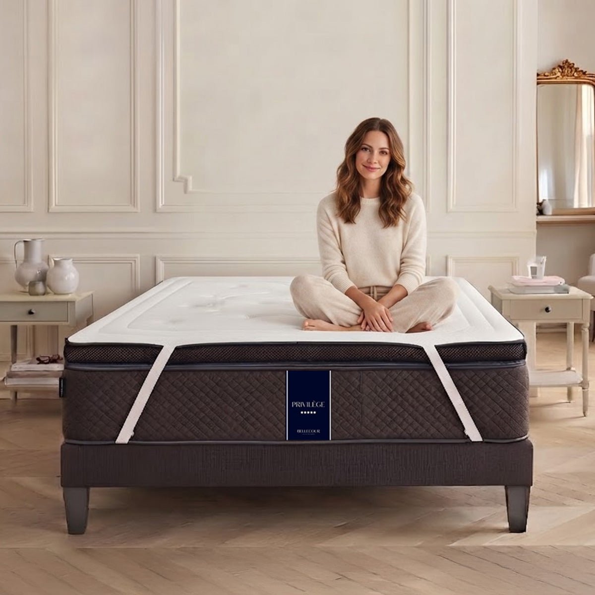 Surmatelas Mémoire de forme 5 cm PRIVILÈGE blanc, BELLECOUR