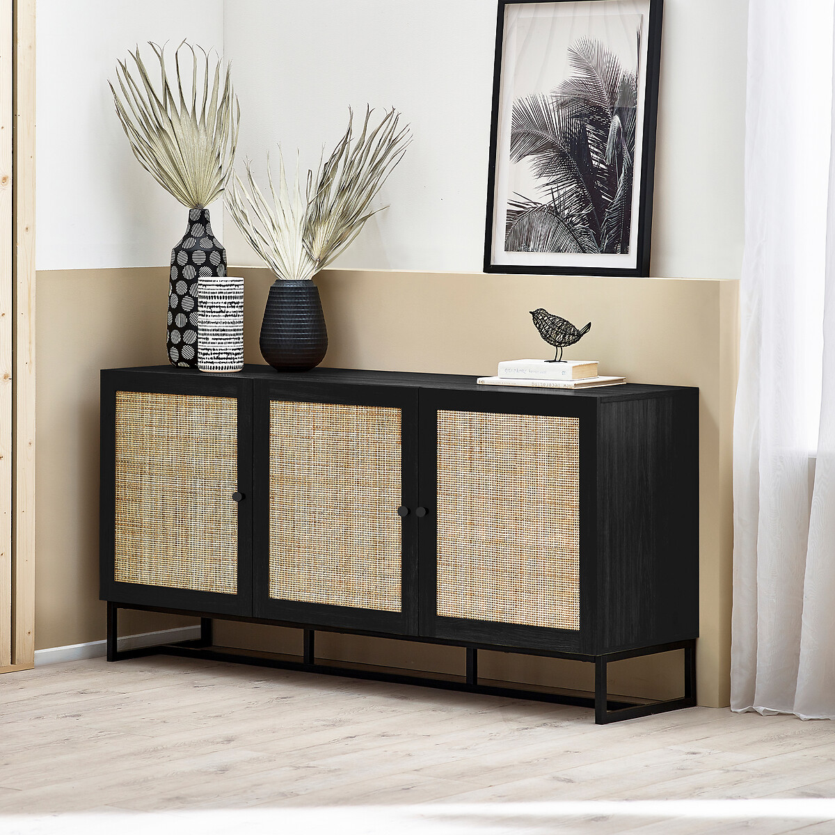 Indiya Rattan Sideboard black, SO'HOME