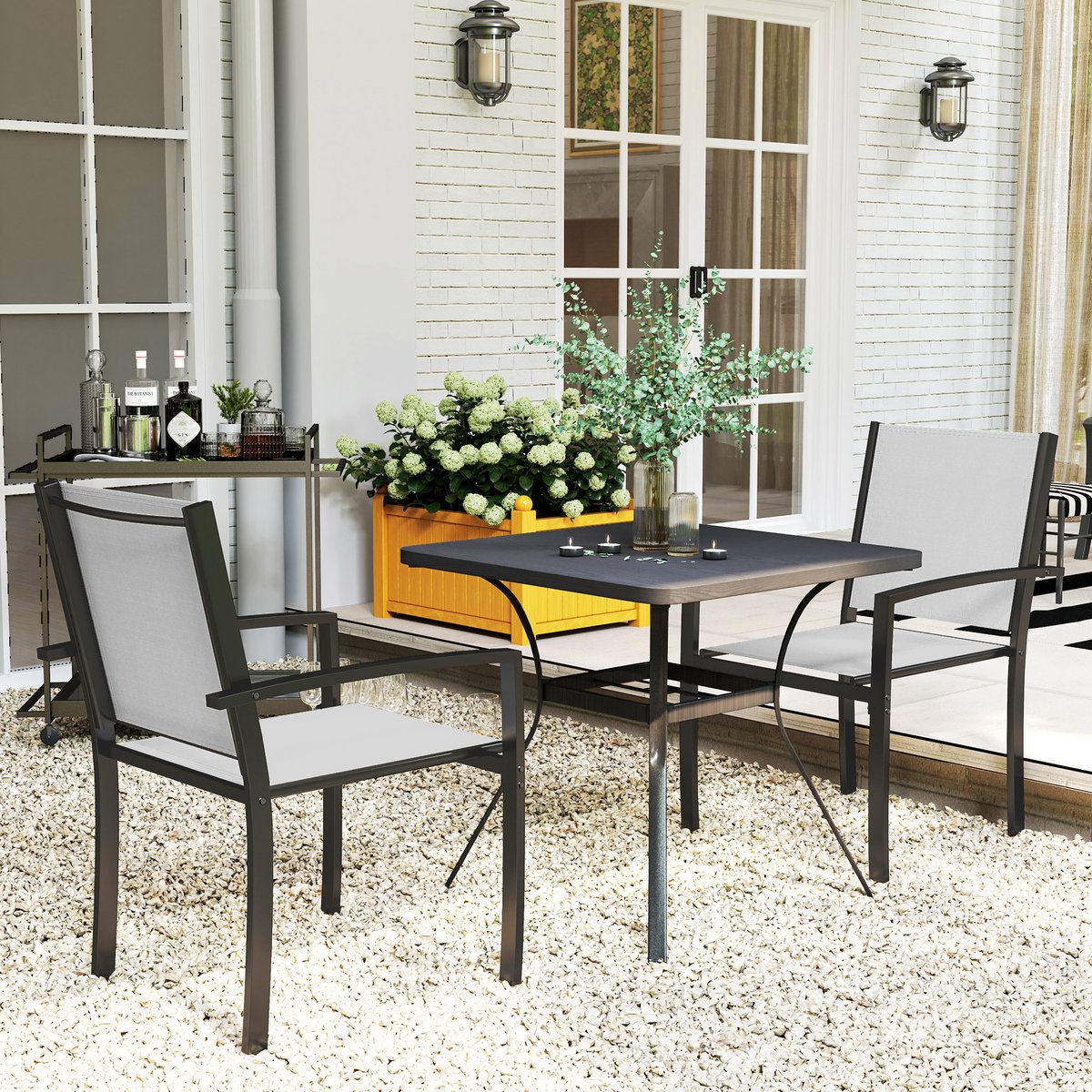Ensemble de chaises de jardin Acier Gris gris, OUTSUNNY