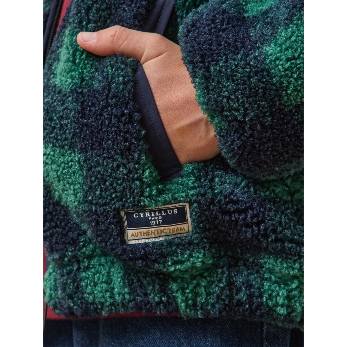 Veste sherpa à carreaux carreaux bleu/vert, CYRILLUS