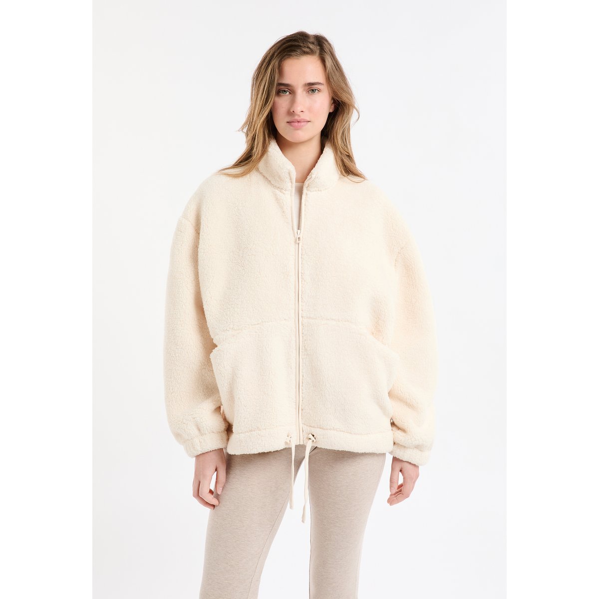Veste polaire oversize à col montant avec cordon JAMIL ecru, ETAM