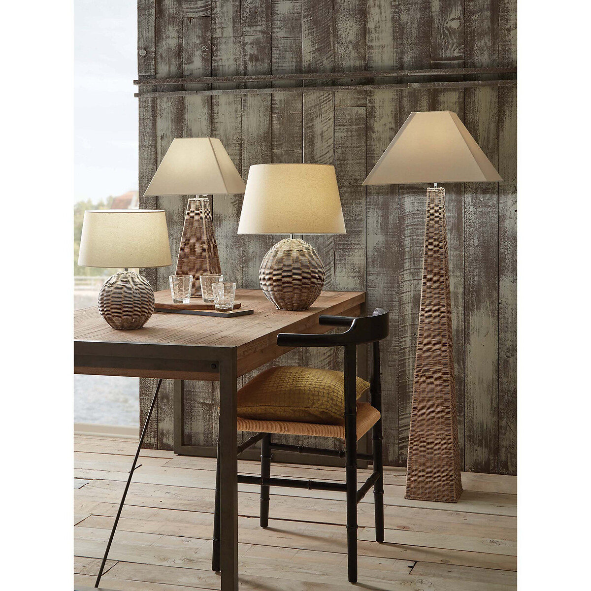 Rabanne Small Rattan Table Lamp in Cream Wash cream, ÉDITÉ