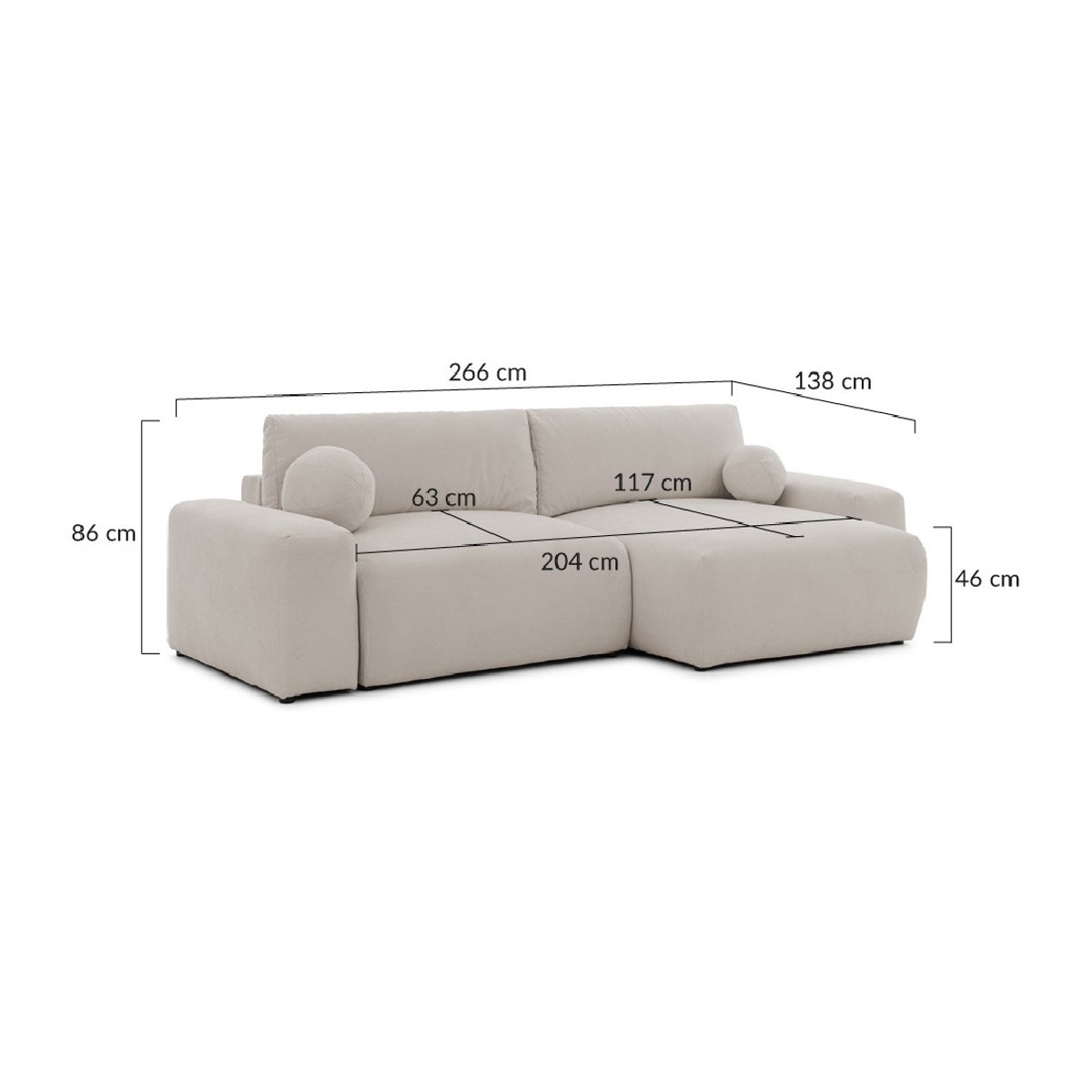 Canapé d'Angle Convertible 4 places - CONSTANCE gris, BEST MOBILIER