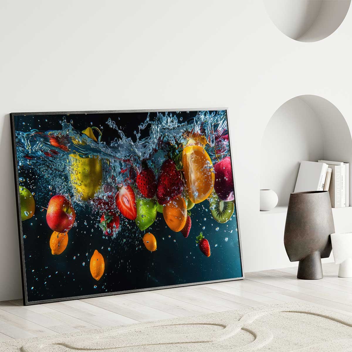 Affiche encadrée fruits intense affiche + cadre en métal - noir, HEXOA