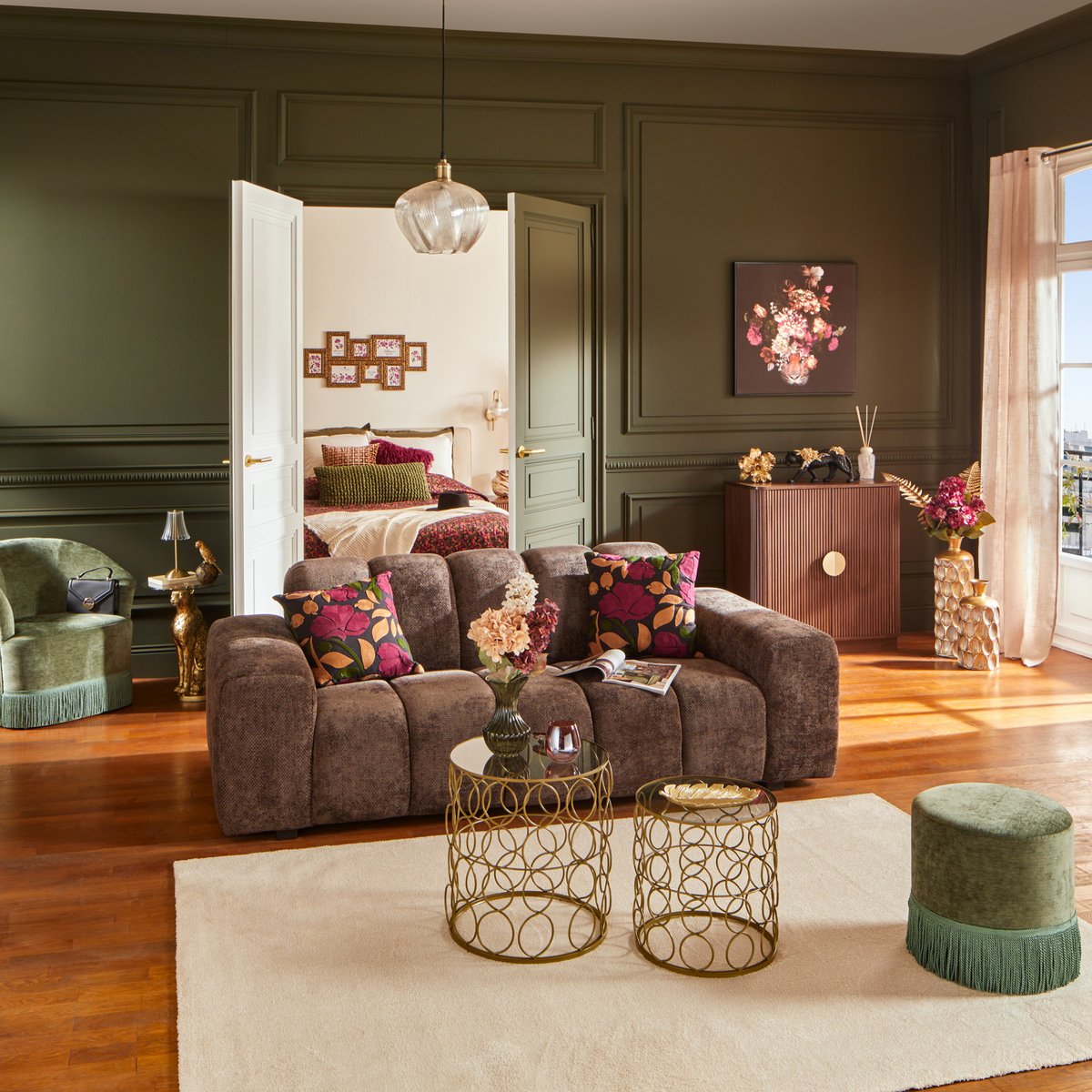 Table d'appoint LEOPARD doré, ATMOSPHERA