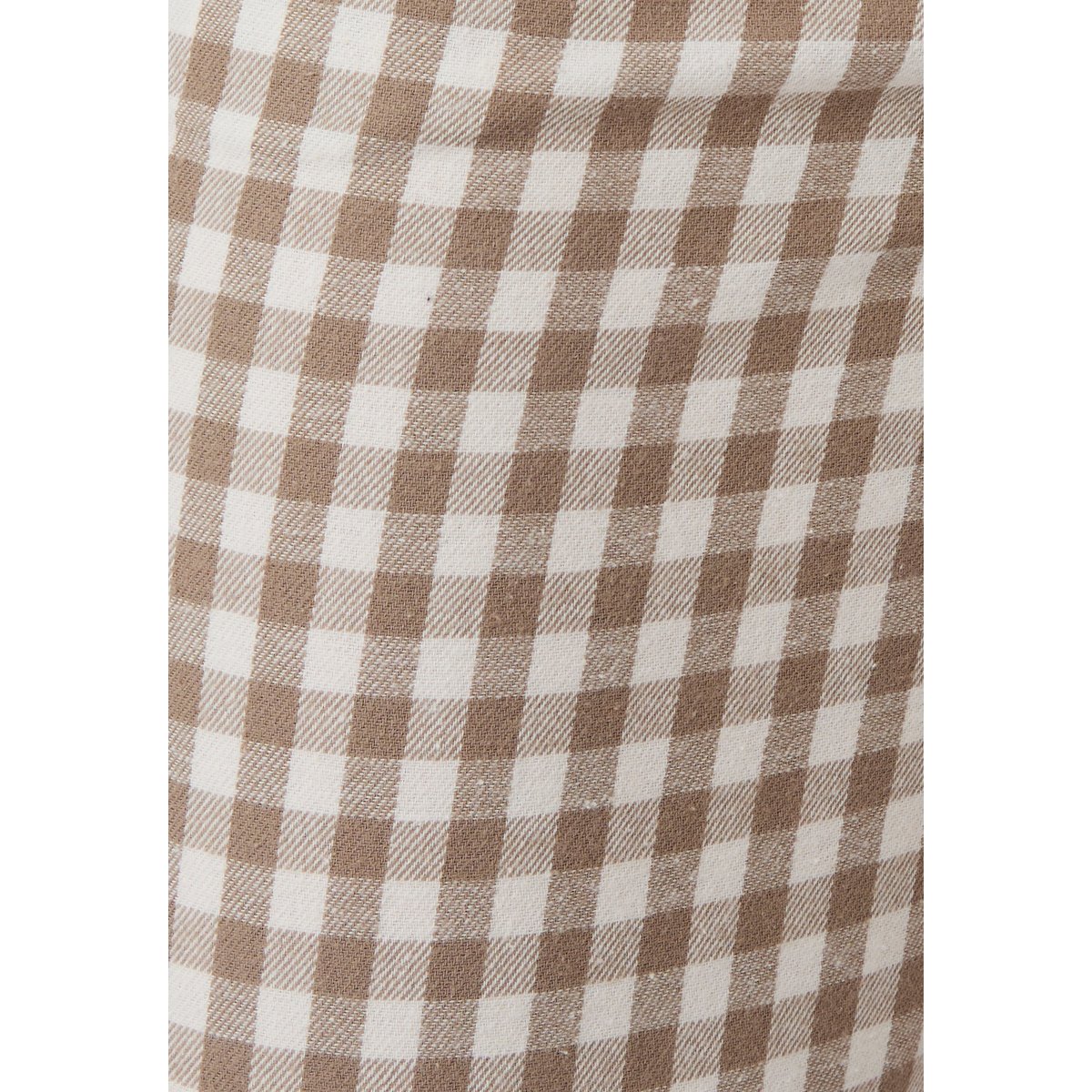 Pantalon de pyjama en flanelle grattée marron beige petits carreaux, DAMART
