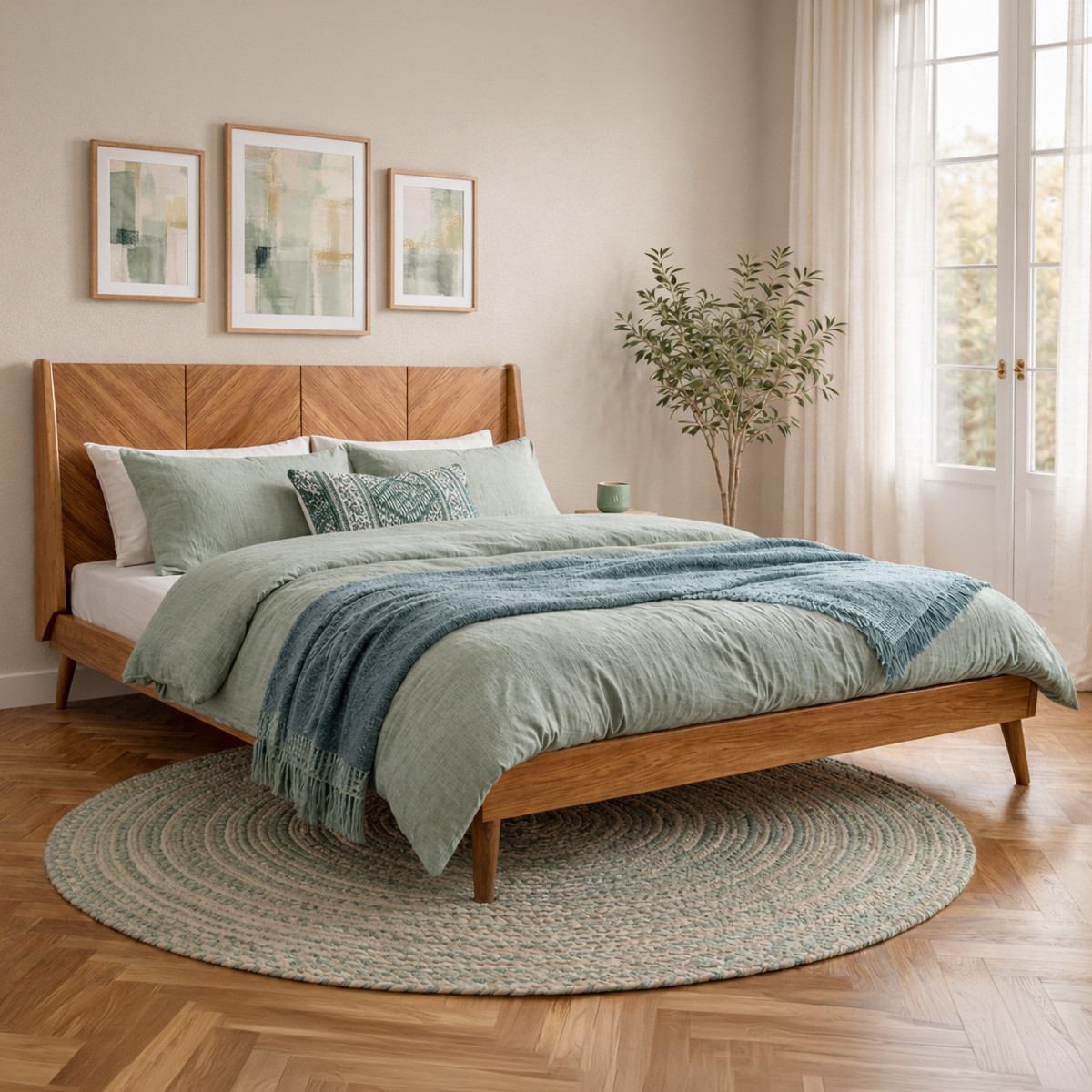 Pack lit 2 places Bois massif ISLA noisette, AKITEN RETAIL
