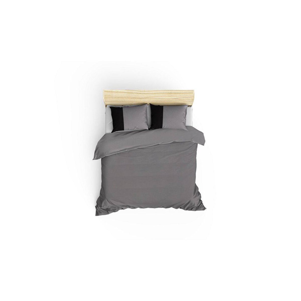 Parure housse de couette coton unie, Plain gris, C DESIGN HOME TEXTILE