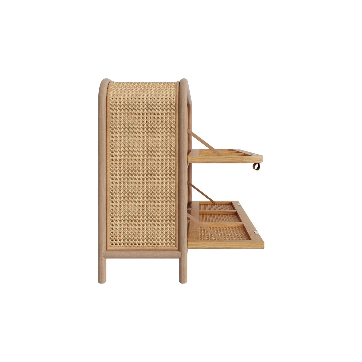 Commode en rotin massif, 2 portes abattantes - ALATA marron clair, MAISON PAVANE