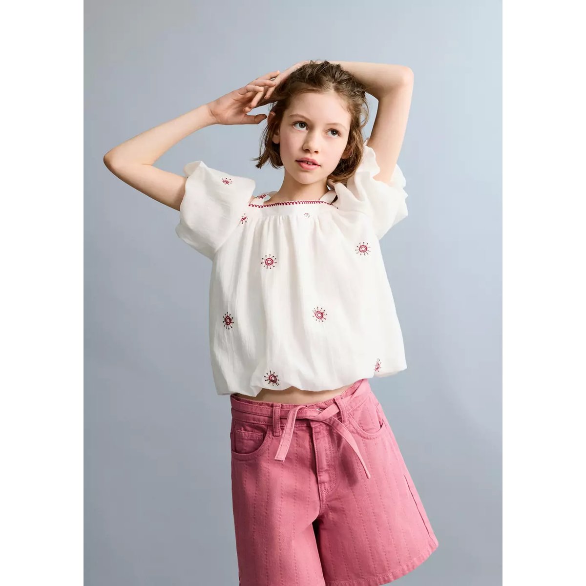 Bermuda en jean ceinture fraise, MANGO KIDS