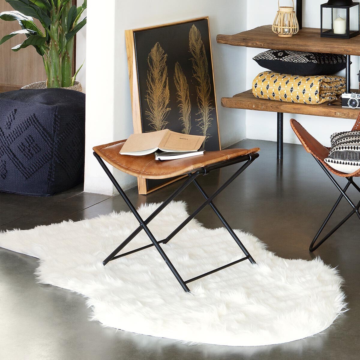 Tapis imitation fourrure OSLO ivoire, ATMOSPHERA