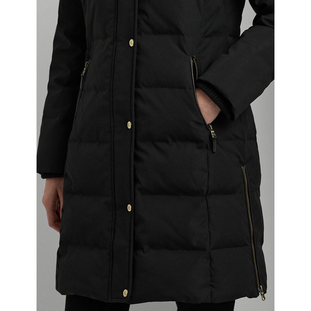 Doudoune mi-longue à capuche noir, LAUREN RALPH LAUREN