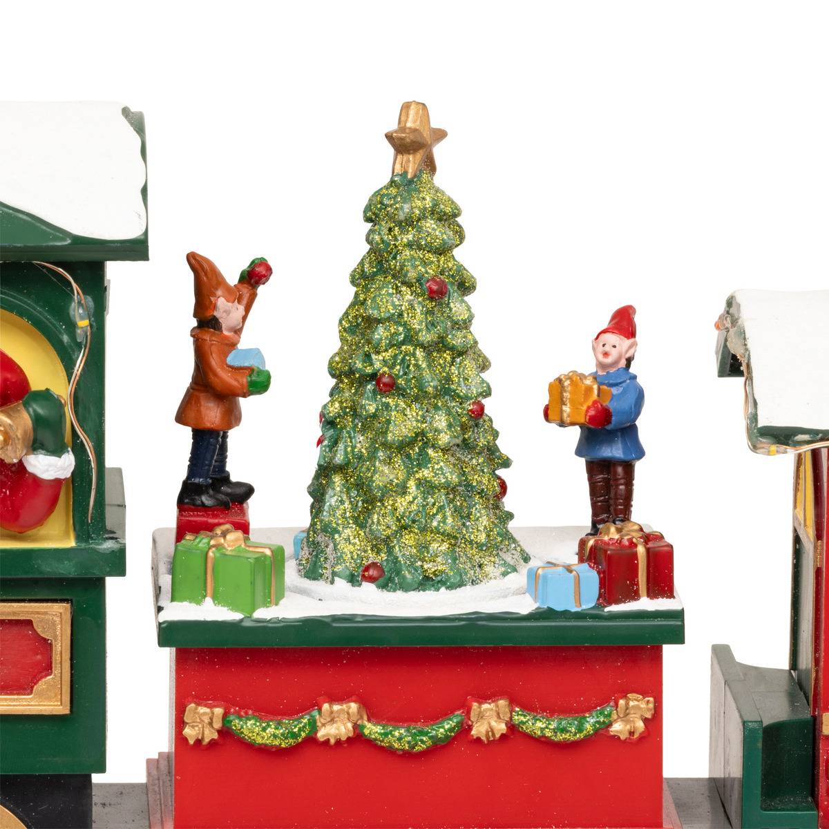 Village lumineux train Père Noël bonhomme de neige 12 LED musical avec mouvement GLYNN multicolore, ATMOSPHERA