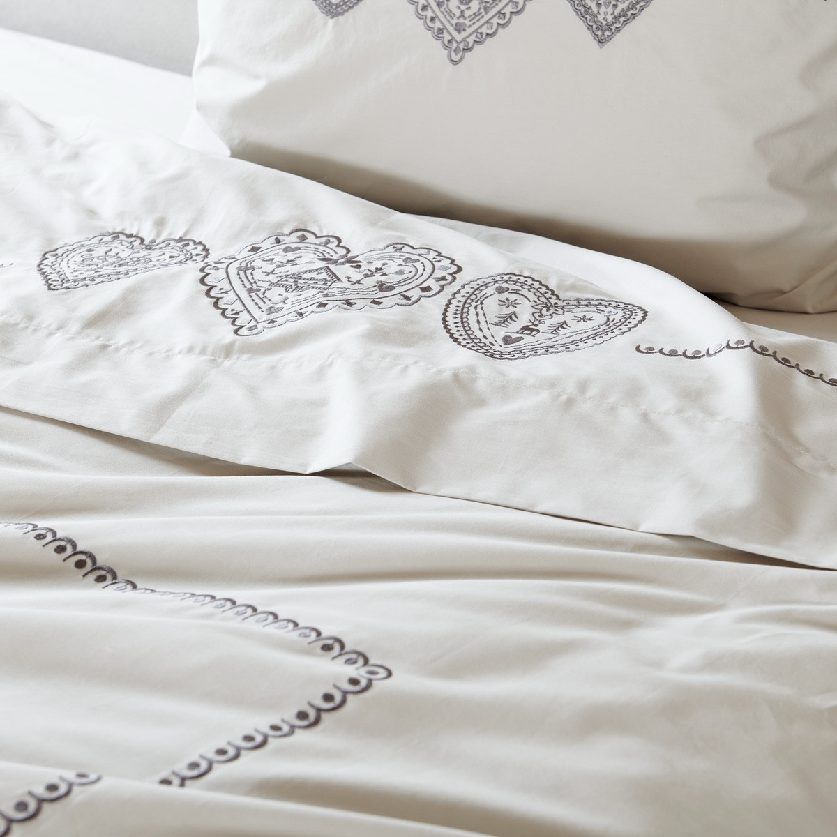 Housse De Couette   En  Percale De Coton   - NUIT AU CHALET craie, TRADITION DES VOSGES
