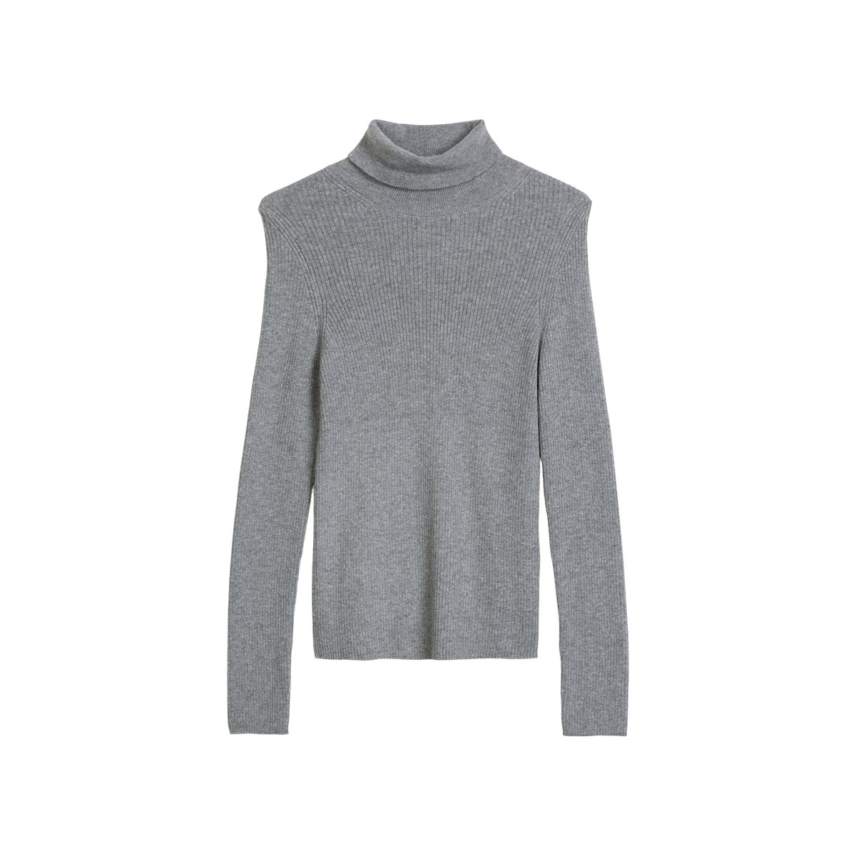 Pull à col roulé ajusté en un mélange doux de laine vierge et de viscose gris, MARC O’POLO DENIM