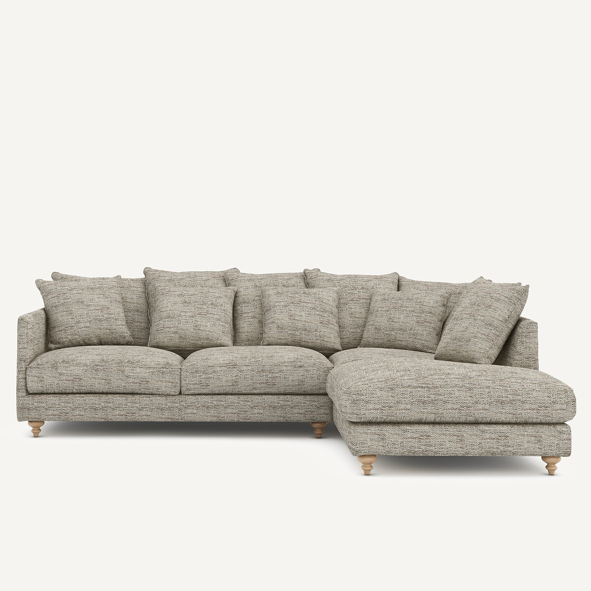 Ecksofa, umwandelbar, gesprenkeltes Fischgrätmuster, Lazare leinen, AM.PM