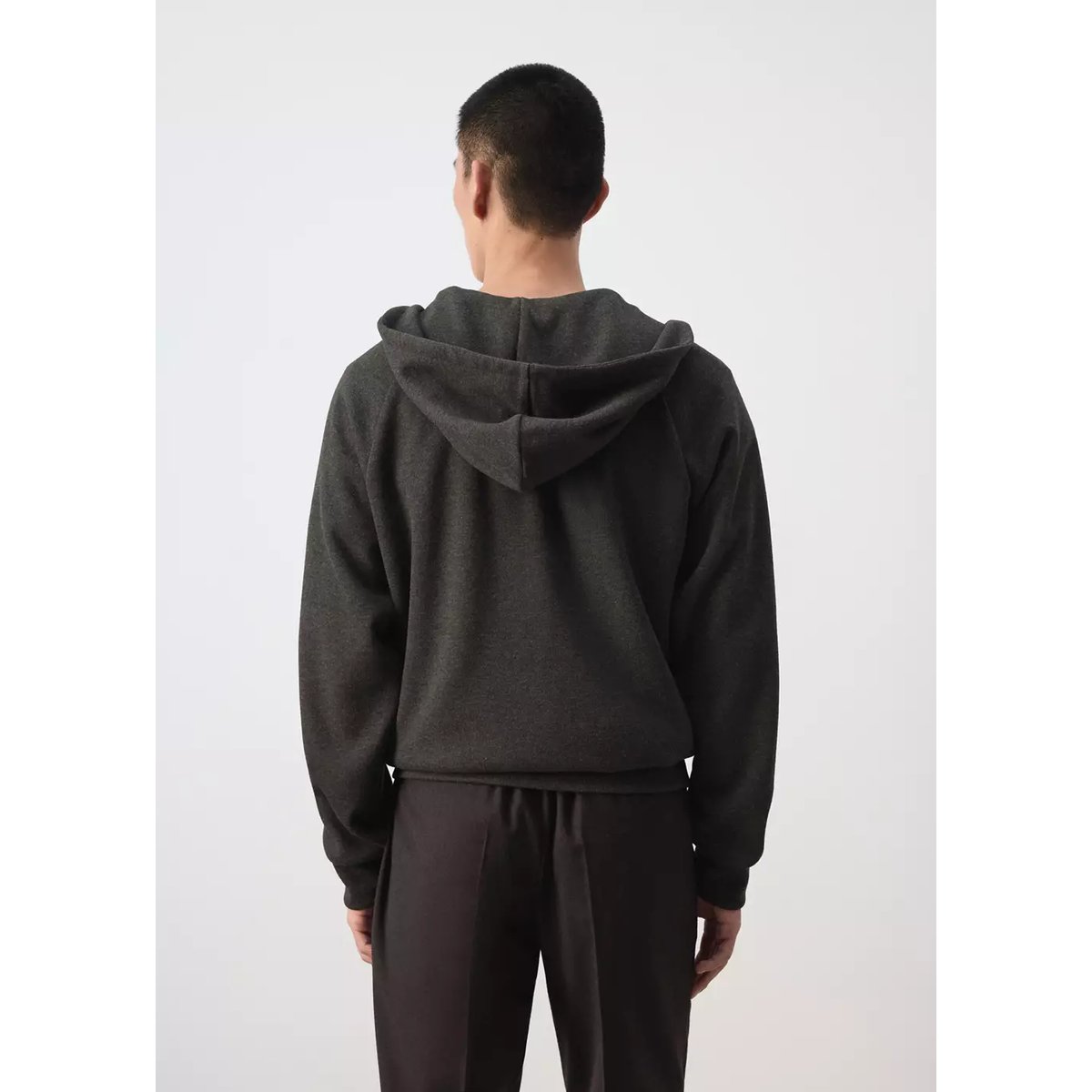 Sweat-shirt zippé à capuche marron, MANGO MAN