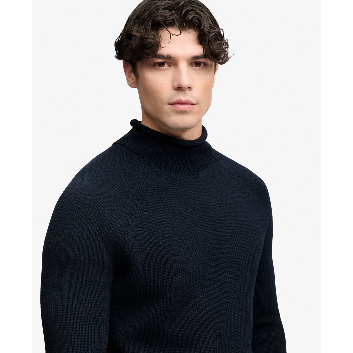 Pull à Bords Roulés Coupe Décontractée bleu marine nautique, SUPERDRY