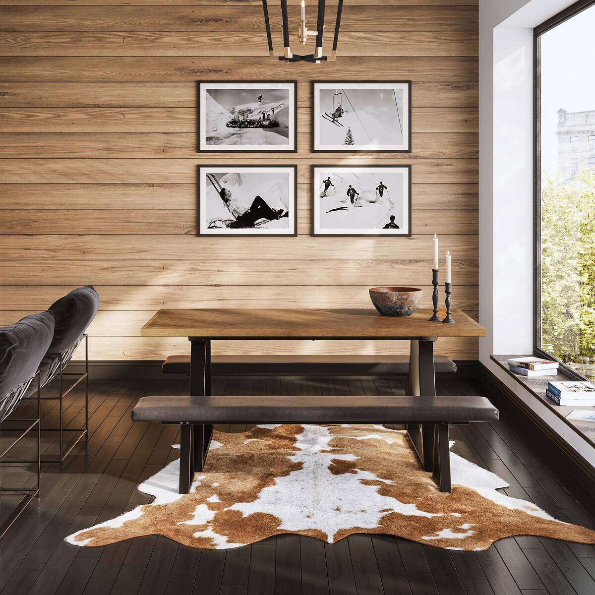 Haden Industrial Faux Leather Dining Bench black, ÉDITÉ