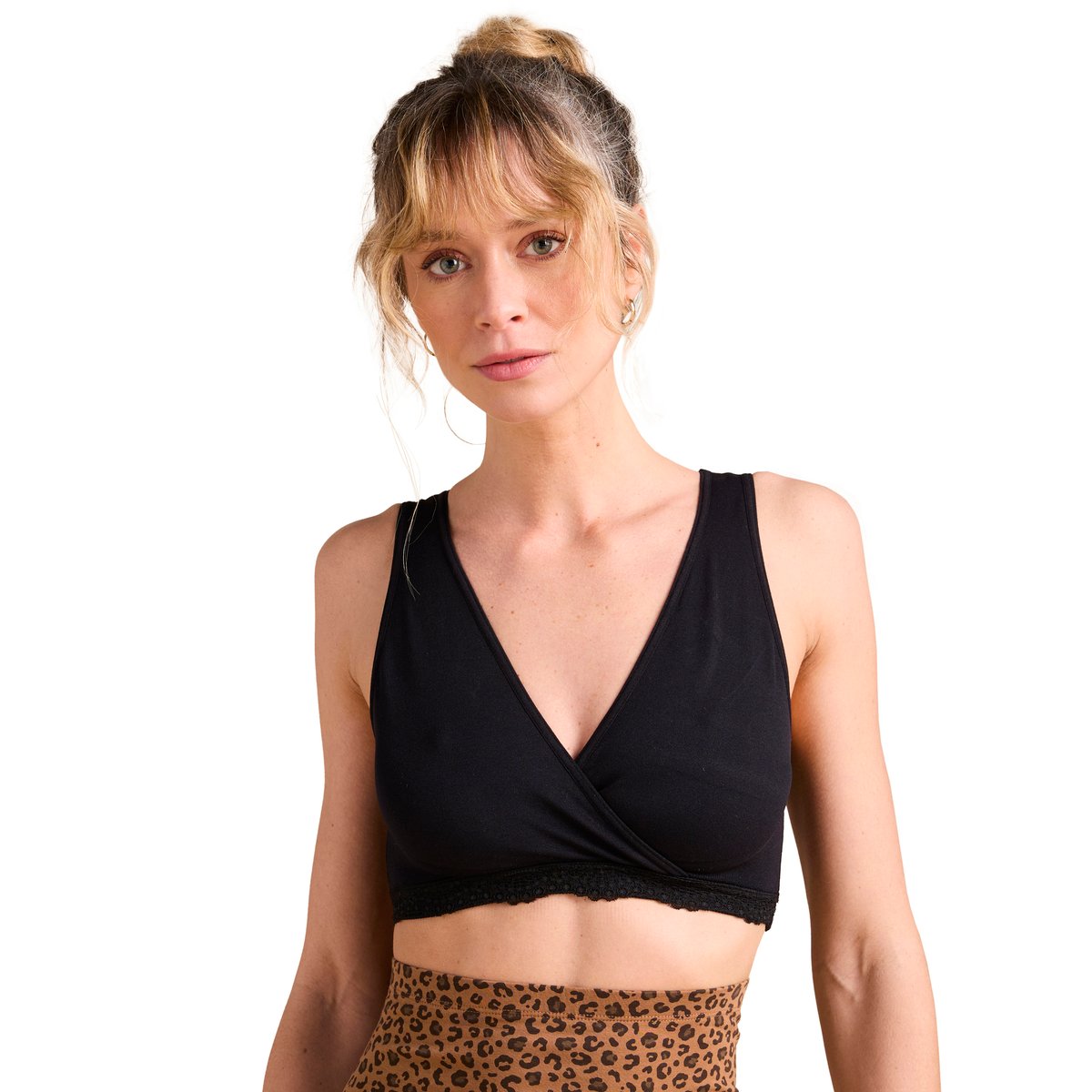 Lot de 2 brassières d'allaitement croisées sans couture noir, ENVIE DE FRAISE
