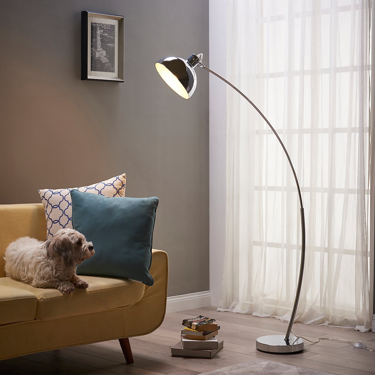 Lampadaire Intérieur Arc Métal ARCO gris, TEAMSON HOME