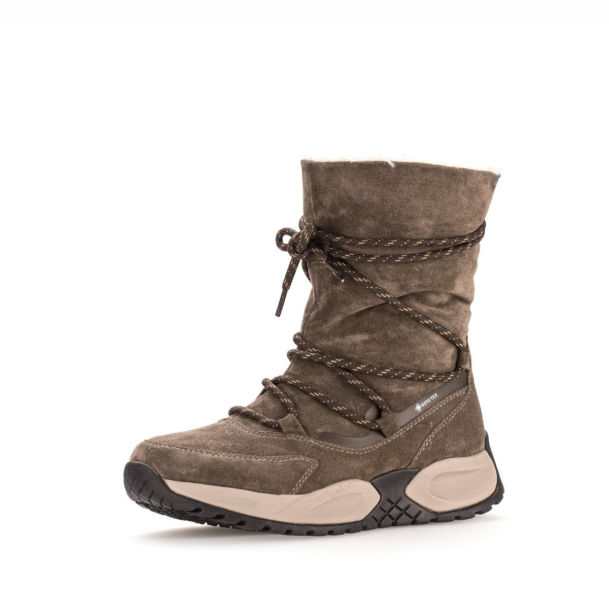 Bottines mid en velours à talon compensé taupe velours, GABOR