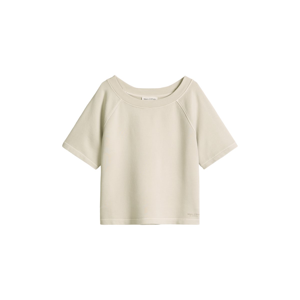 Sweat-shirt à manches courtes loose en coton organique gris clair, MARC O'POLO