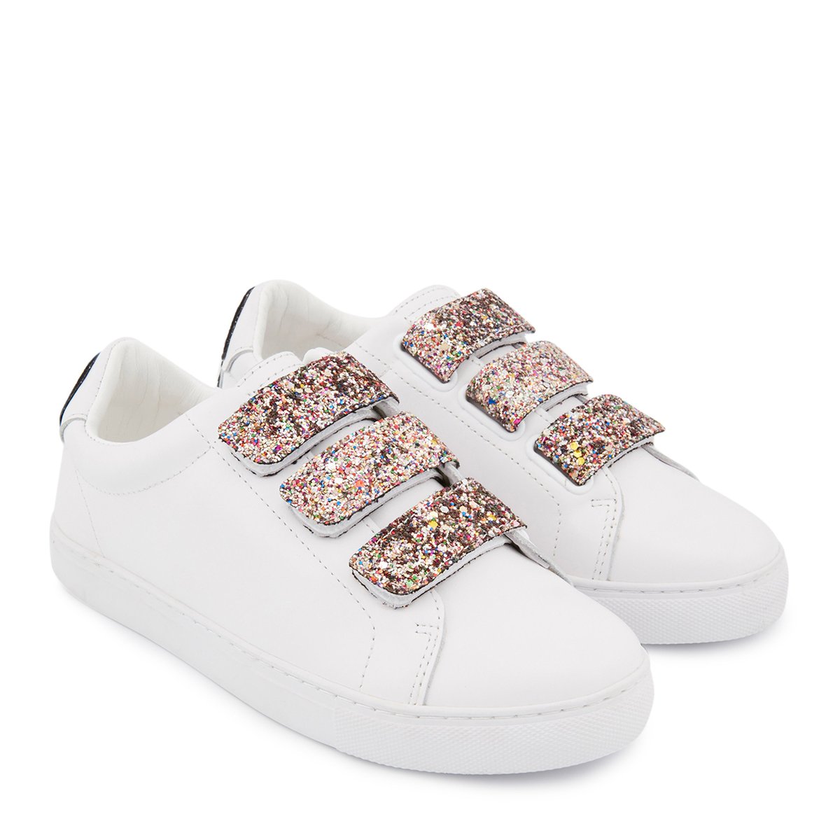 Baskets En Cuir Edith Glitter Tongue blanc, BONS BAISERS