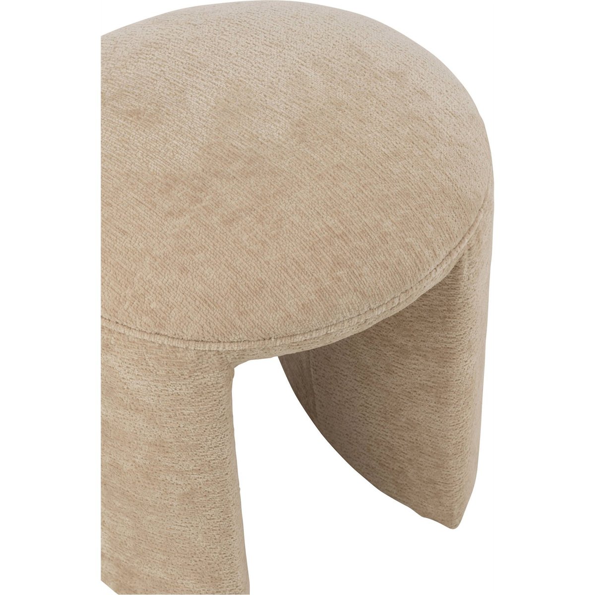 Tabouret rond en tissu assise confortable beige naturel textile doux, RECOLLECTION