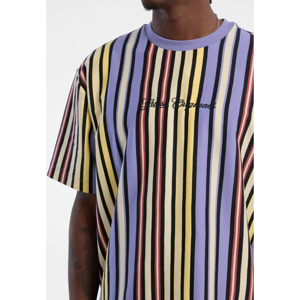T-Shirt À Rayures lilas, GUESS