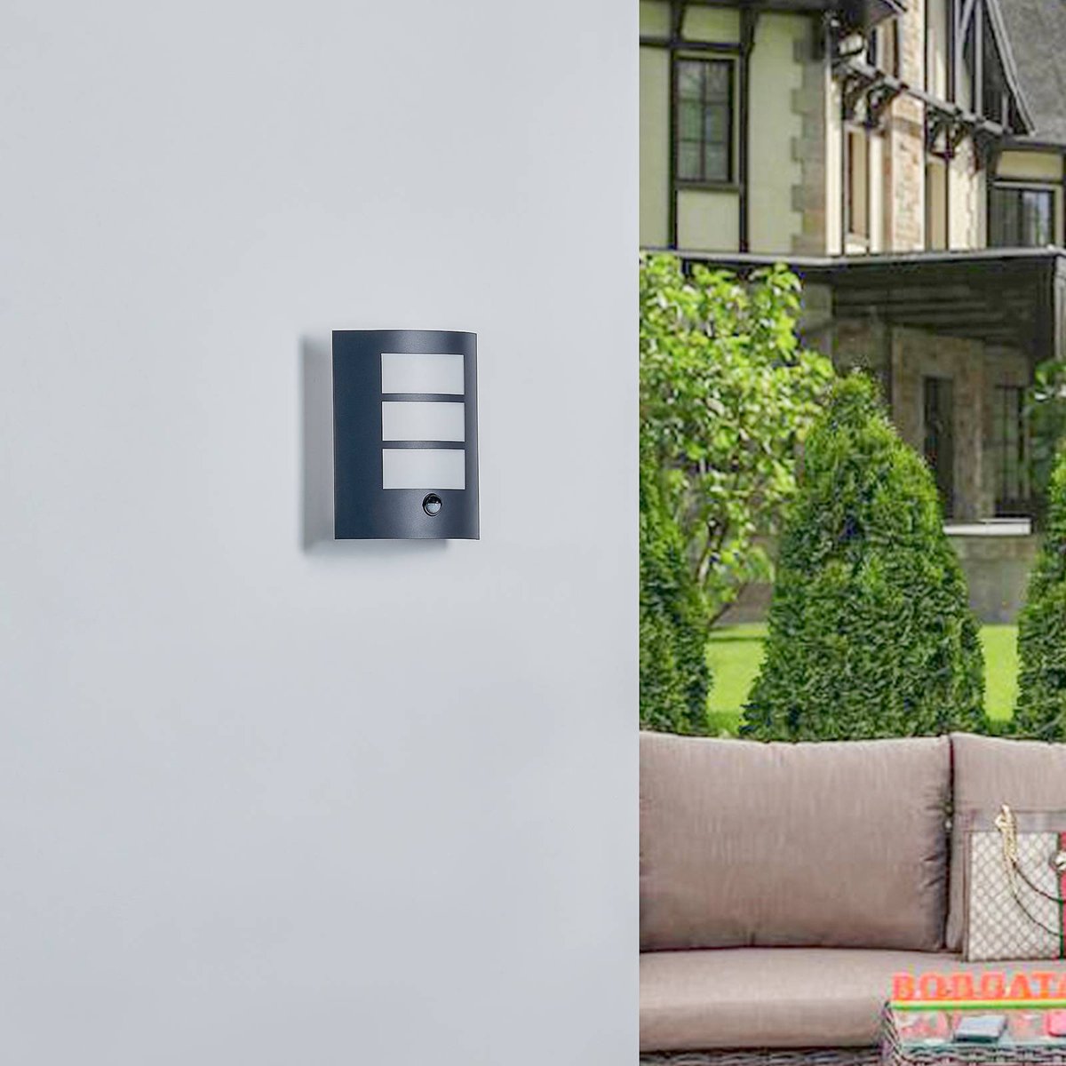 Applique extérieure en aluminium moderne noir, LINDBY