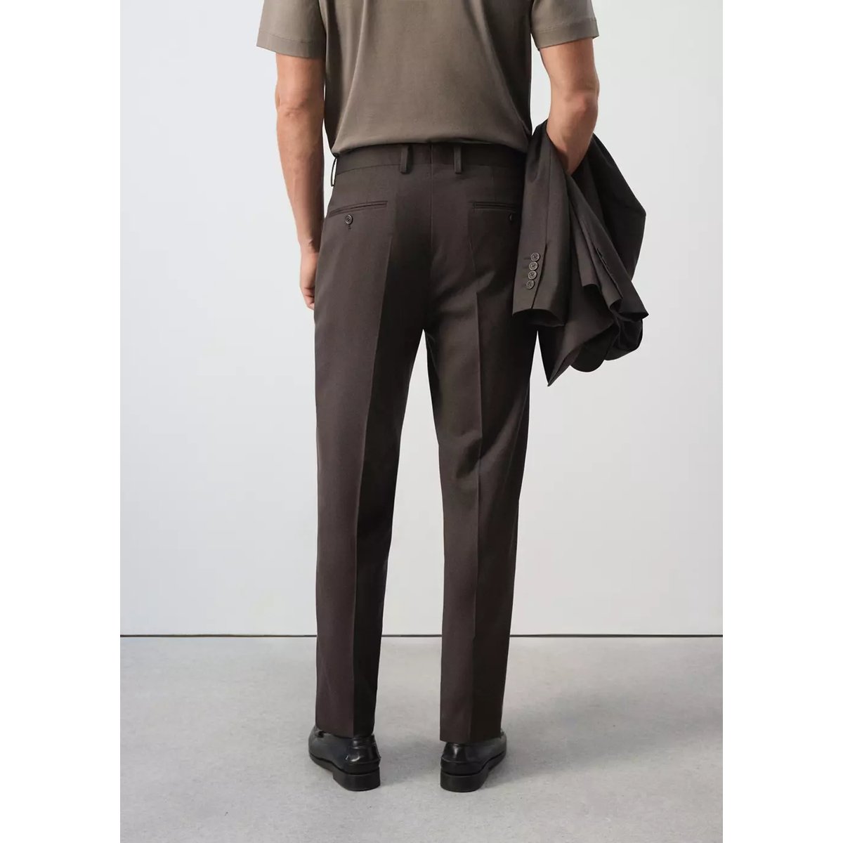 Pantalon costume Turín 100 % laine marron, MANGO MAN