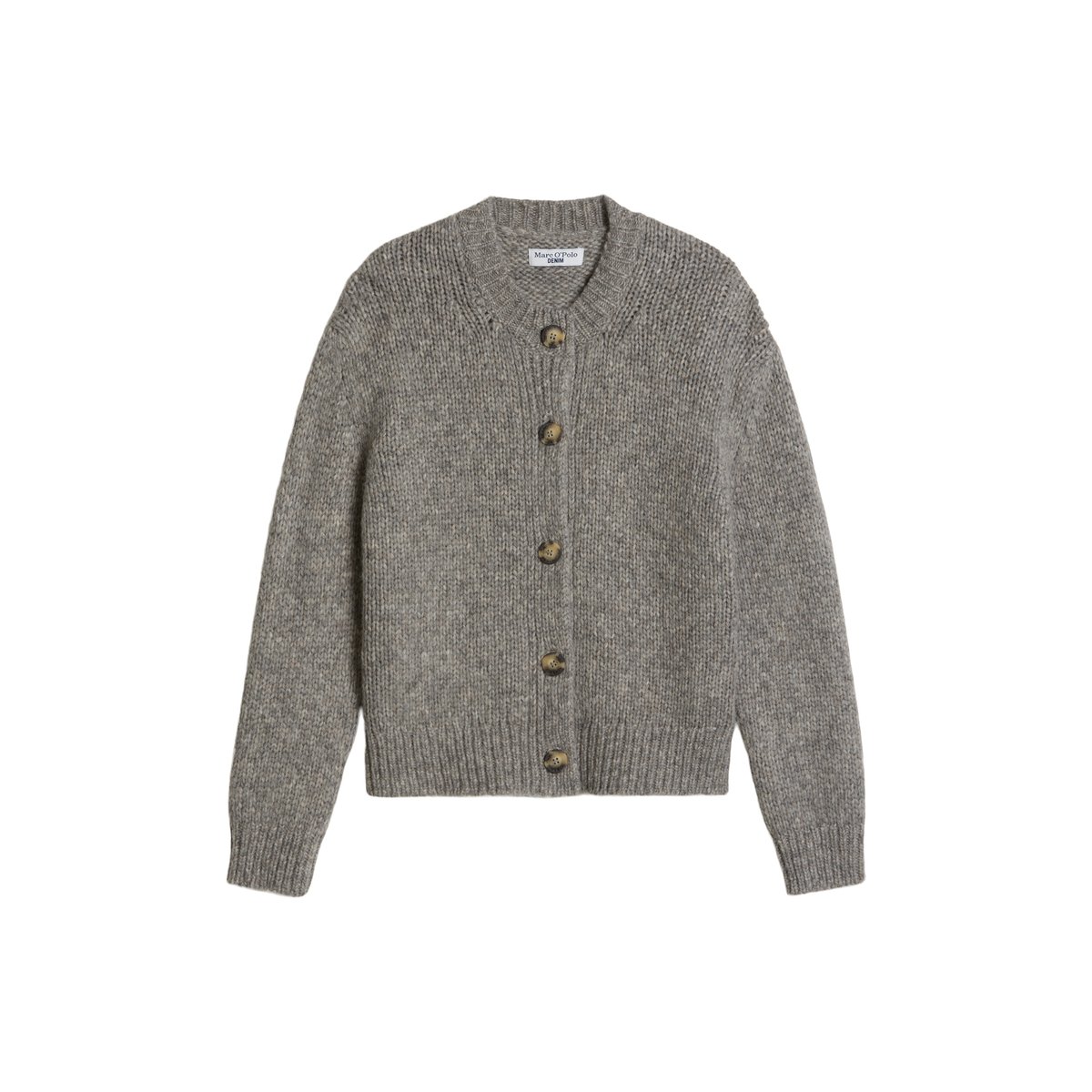 Cardigan ample en un mélange douillet de laine vierge et d'alpaga gris, MARC O’POLO DENIM