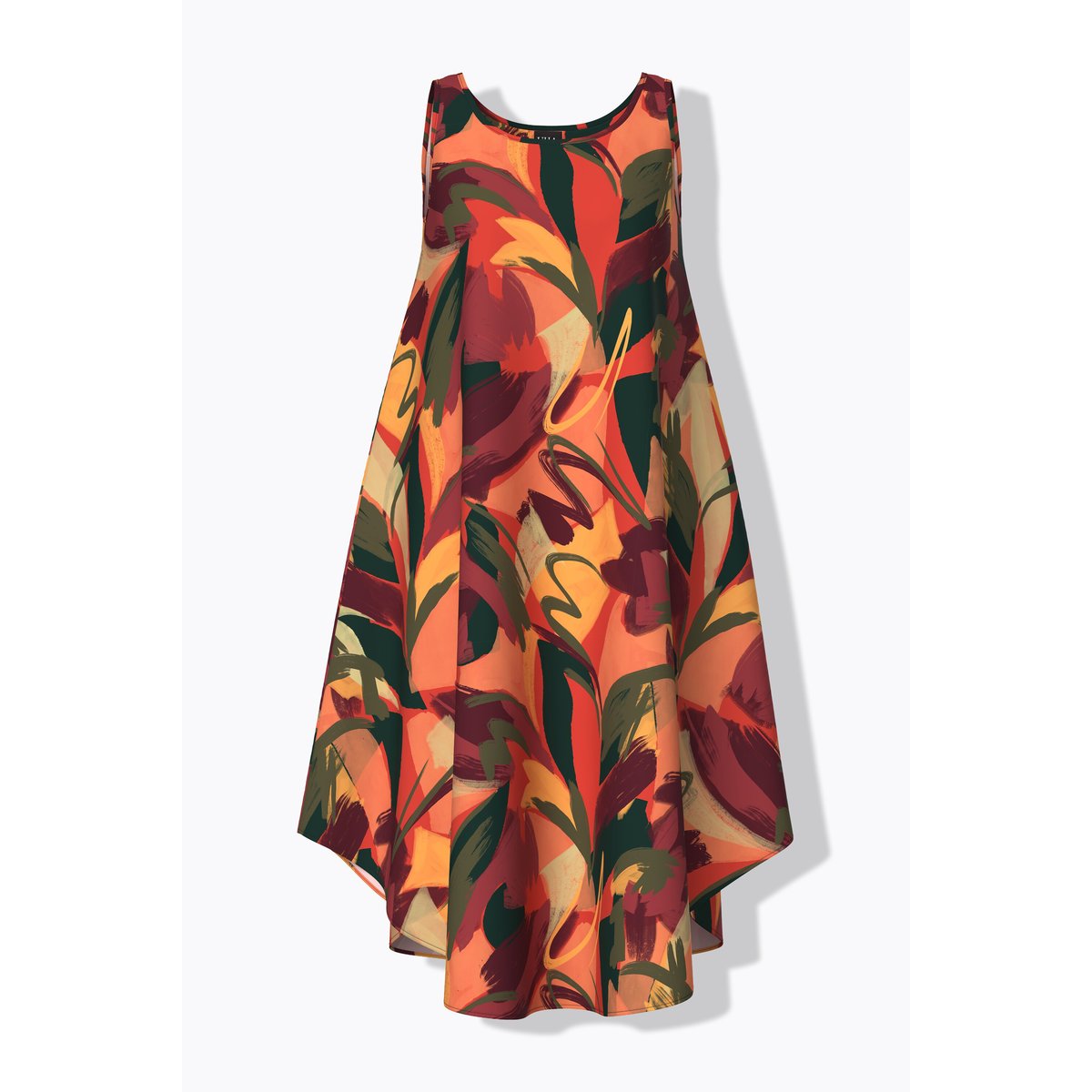Robe midi sans manches, motif feuilles poivron, ULLA POPKEN