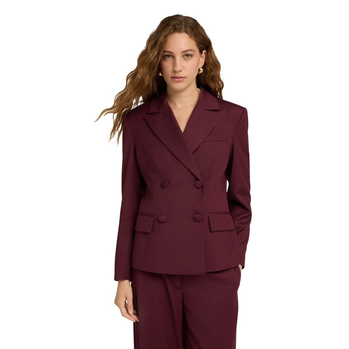 Blazer croisé avec boutons recouverts burgundy, MOTIVI