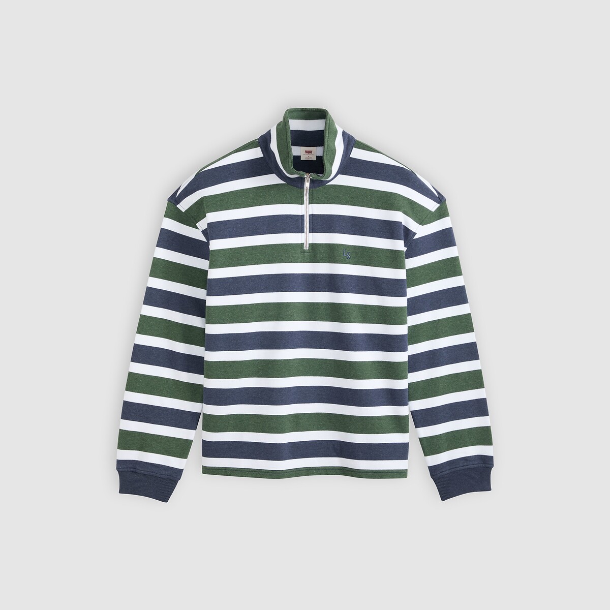 Sweat demi-zippé, CAMERON rayé bleu vert, LEVI'S