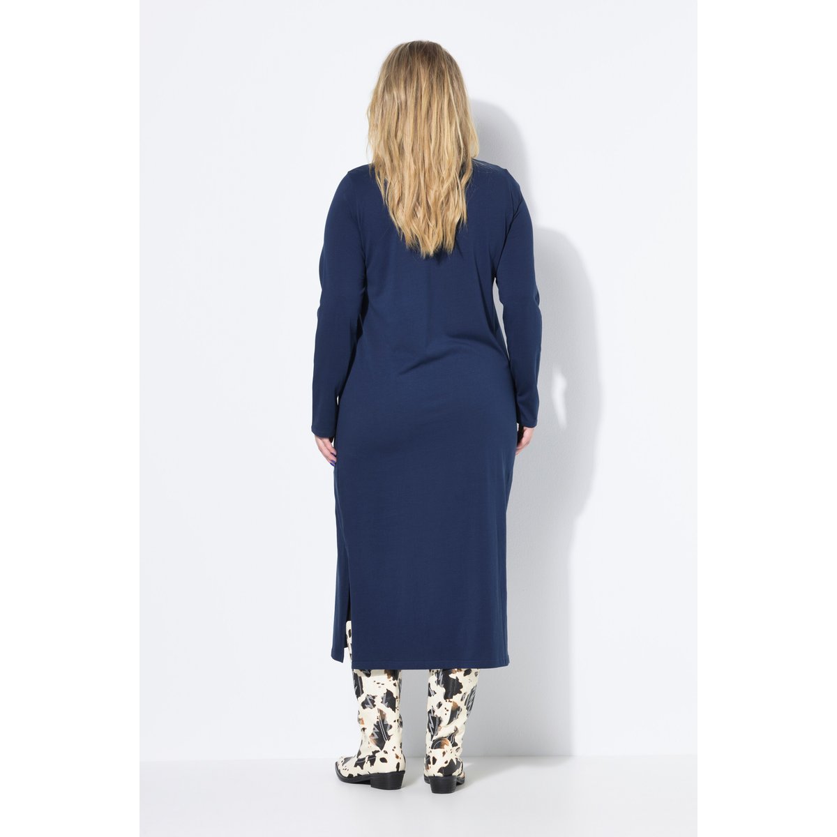 Robe maxi en jersey, manches longues marine, STUDIO UNTOLD