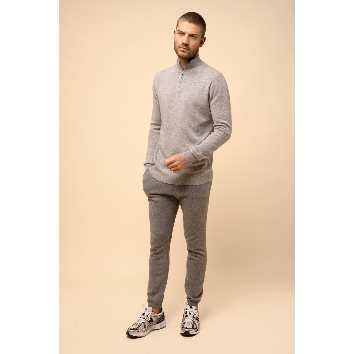 Pull Camionneur Nuage Chiné Bradley gris chiné, JUST CASHMERE
