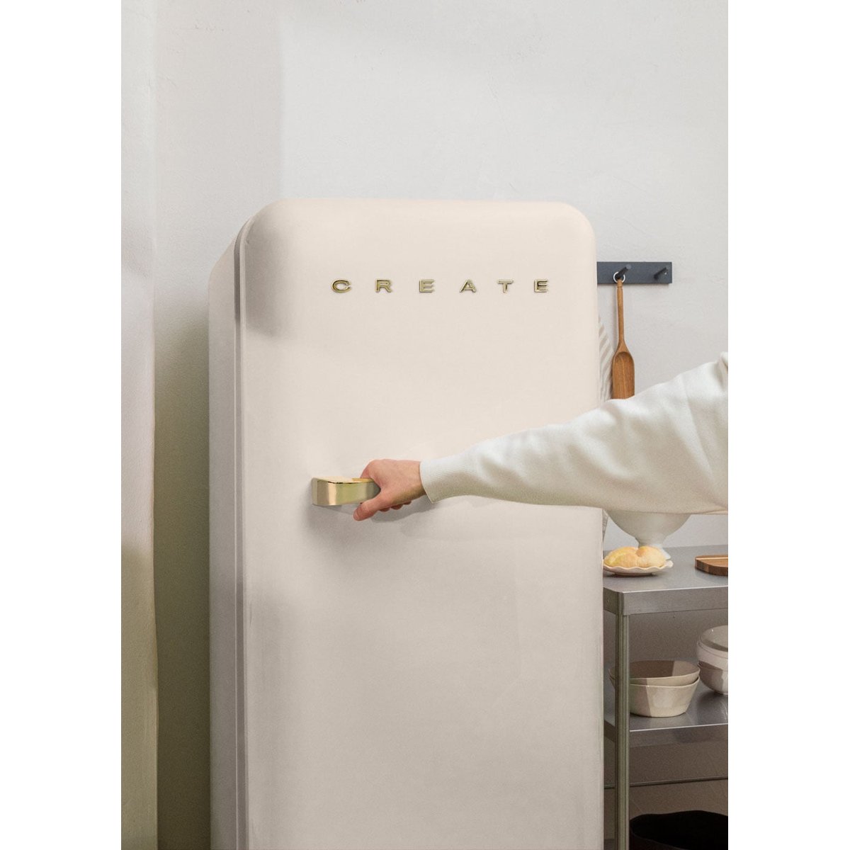 Réfrigérateur rétro FRIDGE RETRO 281L blanc cassé/or, CREATE