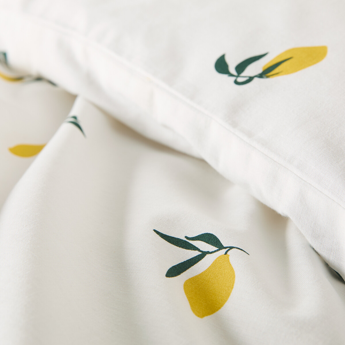 Parure 50% coton recyclé, taie carrée, Citron imprimé, LA REDOUTE INTERIEURS