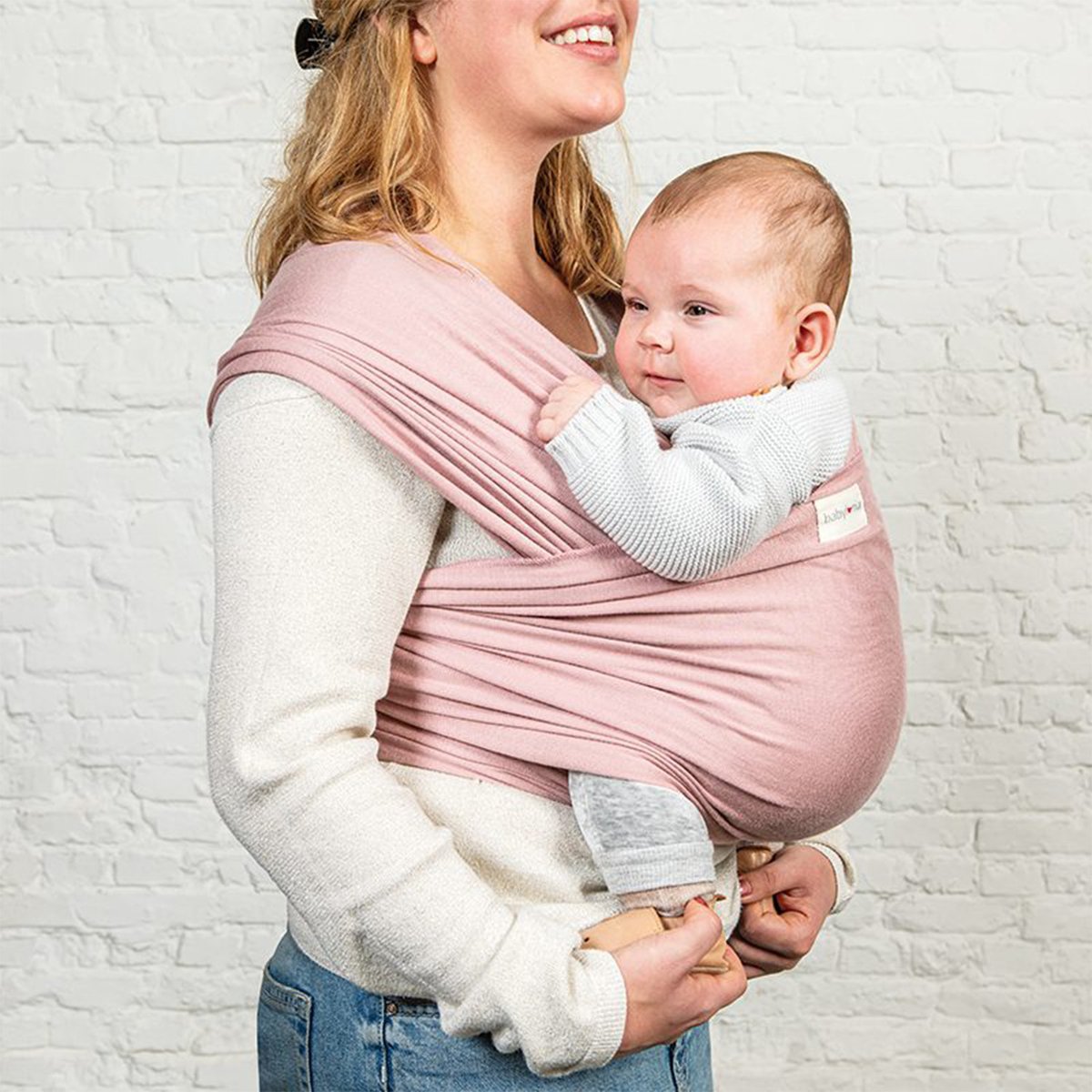 Écharpe de portage en coton biologique, Tricot Slen rose clair, BABYLONIA