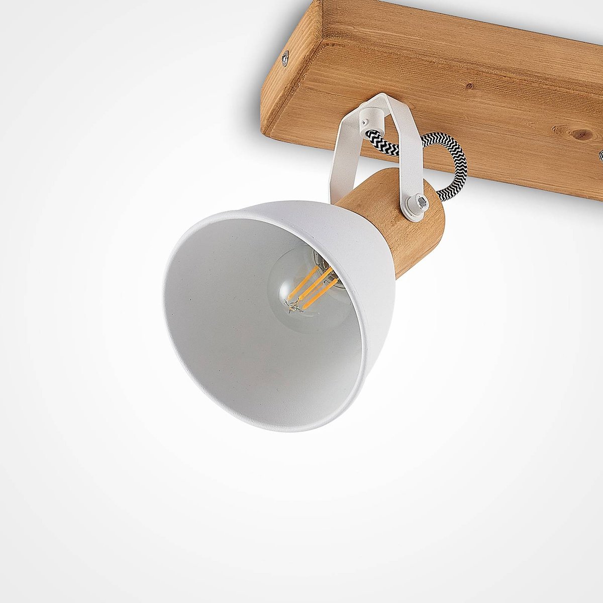 Spot en bois scandinave, Merela bois clair, blanc, LINDBY