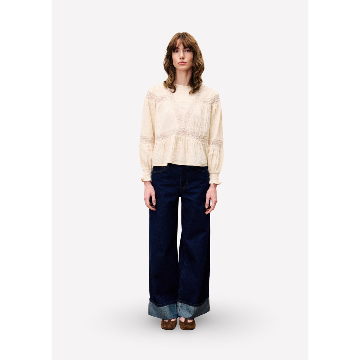 Blouse en coton AMBRE beige crème, FRNCH