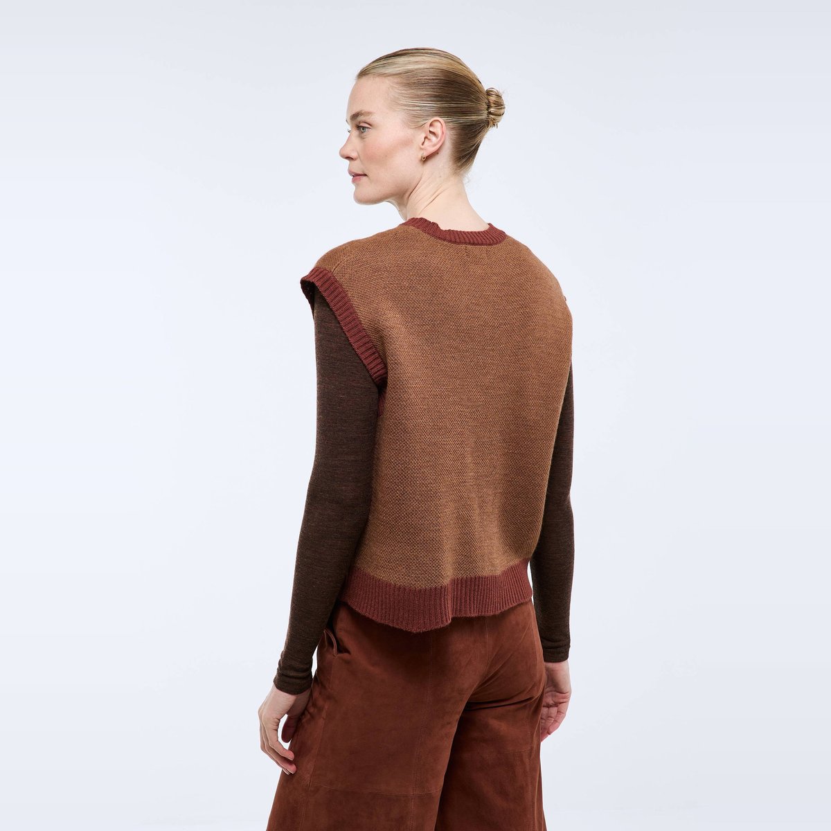 Pull sans manche en jacquard à motifs cowboy gabardine, MONOPRIX