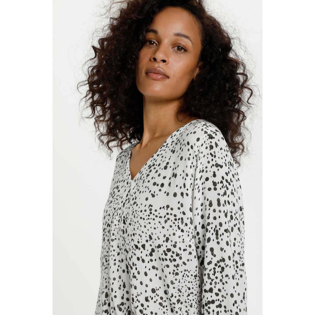 Long sleeved blouse blanc/vert a pois, KAFFE